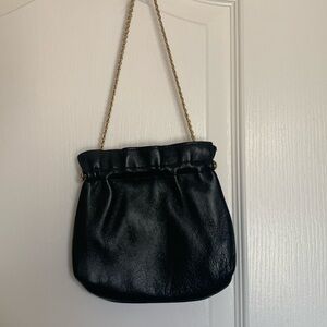 Black Kiss Lock Purse With Gold Chain